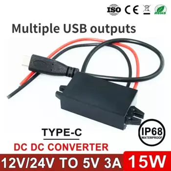 Водонепроницаемый понижающий преобразователь waohei 12V 24V to 5V 3A