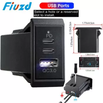 Автомобильное зарядное устройство USB 12 В, 24 В, двойная розетка PD USB-C и 18 Вт QC3.0, автомобильное зарядное устройство, аксессуары для автомобиля, лодки, морского грузовика, мотоцикла