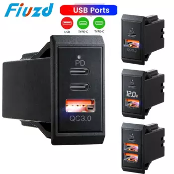 12 В 24 В USB Автомобильное зарядное устройство QC PD 3.0 Автомобильное зарядное устройство USB Автомобильное зарядное устройство для мобильного телефона Адаптер для быстрой зарядки со светодиодной подсветкой для лодки и мотоцикла