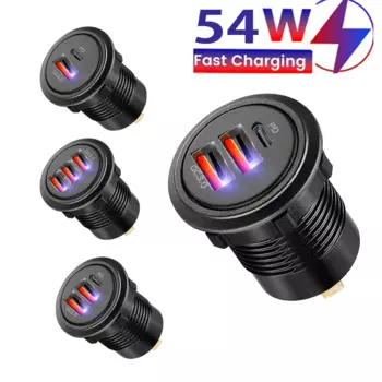 USB-разъем 12 В/24 В для быстрой зарядки 3 0 USB-розетка PD USB-C и два порта QC3.0 для лодок, морского мотоцикла, грузовика