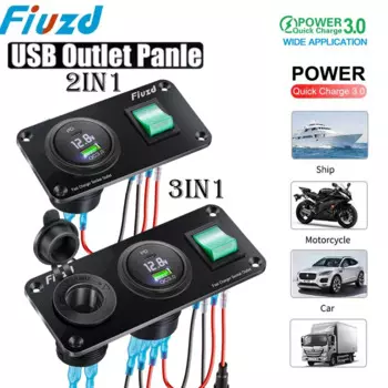 Панель прикуривателя 12 В 3 в 1, автомобильная двойная розетка QC3.0 USB для автодома, морская лодка, розетка для зарядного устройства