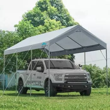 12x20 футов сверхмощный автомобильный навес для гаража, лодки, палатка для вечеринок, регулируемая высота пика от 9,5 футов до 11 футов, серебристо-серый