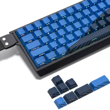 130 клавиш, синий/черный топографический колпачок из ПБТ с боковой подсветкой, колпачки для клавиш Cherry Profile Dye-Sub для механической клавиатуры Cherry MX Gamer