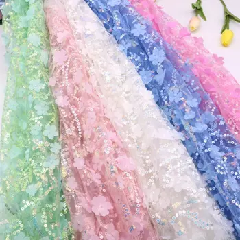 Кружевная сетчатая ткань с блестками DHANXINZ 130 см