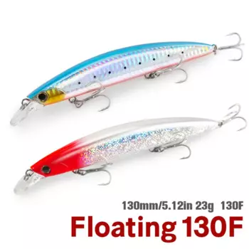 130F Ultra Long Casting Floating Wobbler Minnow Hard Bait 130mm 23g Flounder Sea Bass Saltwater Sea Fishing Lure Depth 0.8-1.5m
