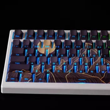 136 клавиш Midnight Mountains, колпачки для клавиш с боковым освещением, вишневый профиль, сублимационные колпачки для клавиш MX Switch, игровая механическая клавиатура