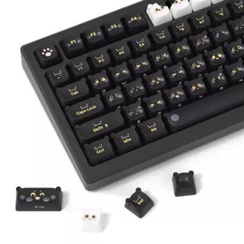 137-клавишные колпачки для клавиш MAO с черным медведем из ПБТ, колпачки для клавиш с таможенной краской для игровой механической клавиатуры 61/87/104 Cherry MX Switch
