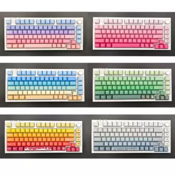138 клавиш, многоцветные клавиши, градиентные цвета, клавиши PBT, сублимационные клавиши, вишневый профиль для MX Switch, механическая клавиатура для игр