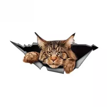 13*6 см 1 3D забавная наклейка с большим котом Maine Coon, автомобильная наклейка, рваная металлическая наклейка, светоотражающая наклейка, Стайлинг автомобиля, водонепроницаемые аксессуары