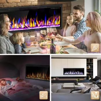 13 регулируемых цветов пламени и 5 яркостей, сенсорный экран и пульт дистанционного управления, 1500/750 Вт, черный