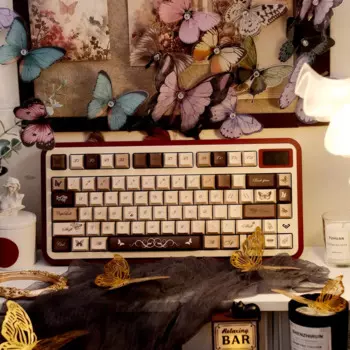 142 клавиши французская Романтика Бабочка Мечта колпачки для клавиш Вишневый профиль PBT сублимационная клавиатура для игр клавиатура Keychron Q2 K2 65%