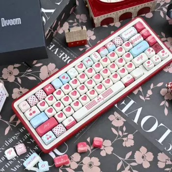 142 клавиши любовь клавиши мята вишня тема клавиши MOA вишня День Святого Валентина Девочки Милая любовь Pbt механическая клавиатура Симпатичные клавиши