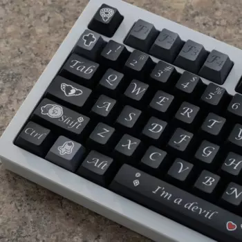 143-клавишная колпачок на тему дьявола, оригинальный дизайн, полный комплект из ПБТ, Cherry Profile DYE Subbed для переключателей Cherry Mx, механическая клавиатура