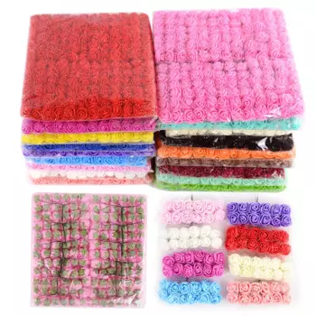 144/288 шт. мини-кружевной пенопласт искусственный цветок многоцветный свадебный домашний декор Pe Rose свадебный букет цветок DIY ремесленный венок подарки