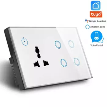 146 сенсорный выключатель, британская розетка Wi-Fi с 4 переключателями Wi-Fi, 600 Вт, интеллектуальная настенная розетка Wi-Fi, 16 А, совместимый с alexa, google assistant