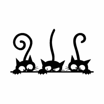 14,8 см * 8,3 см милые кошки семейные автомобильные наклейки виниловая наклейка Декор черный/серебристый для наклейки Chrysler