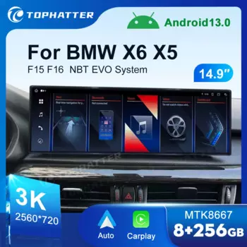 14.9 Автомобильное радио для BMW X5 F15 X6 F16 NBT EVO Система CarPlay Android Auto Мультимедийный плеер Экран Головное устройство Navi Дисплей стерео