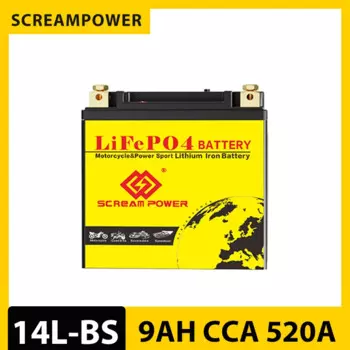 14L-BS 12V 9Ah CCA 520A LiFePO4 литиевая батарея стартера мотоцикла со встроенным BMS для скутера, мотоцикла, квадроцикла, UTV
