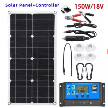 150 Вт солнечная панель 12 В солнечная батарея 10A-100A контроллер Солнечная панель для телефона RV автомобиля MP3 PAD зарядное устройство Внешний аккумулятор