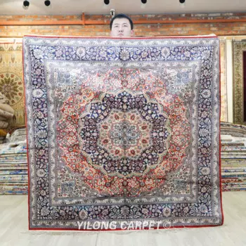 152x152 см квадратный ковер ручной работы, Восточный уникальный шелковый ковер для украшения (WY459M)