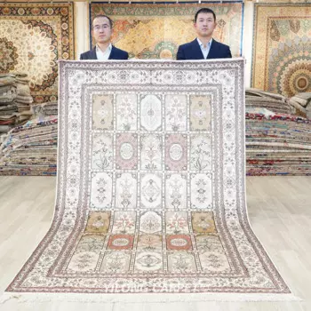 152x244 см Шелковый коврик ручной работы для сада, винтажный коврик с ручным узлом (YJH022B)