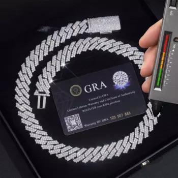 15 мм двухрядная установка зубца Сертификат GRA 925 Серебро Белое Золото Покрытие Iced Out Хип-Хоп FL Муассанит Алмазная Кубинская Цепочка Звенья
