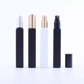 15 шт. 10 мл портативная многоразовая черная Толстая стеклянная бутылка Perfumaria с распылителем, белые пустые косметические контейнеры, бутылки с распылителем
