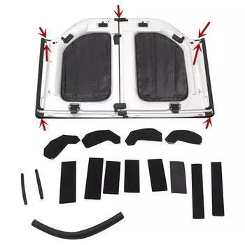 15 шт., комплект уплотнений для верхней части крыши для Jeep Wrangler JK JKU 2007-2017 2/4-дверей, аксессуары для интерьера автомобиля