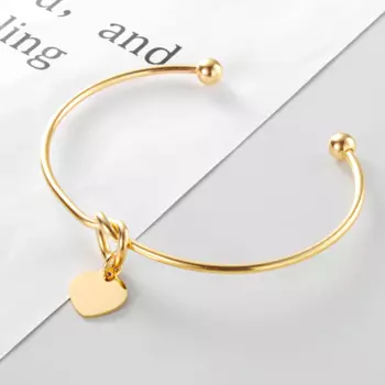 15 шт./лот браслет из нержавеющей стали в форме сердца с подвеской в виде сердца открытый браслет на запястье толщиной 2 мм