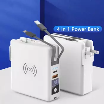 15 Вт Ци беспроводной зарядки Power Bank с кабелем адаптер портативное зарядное устройство для Samsung S22 iPhone 14 15 X Xiaomi Powerbank 10000 мАч
