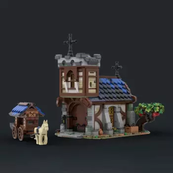 1636 шт., Детский конструктор средневековая церковь