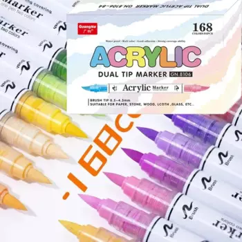 Акриловые маркеры, двойной наконечник, 60 цветов