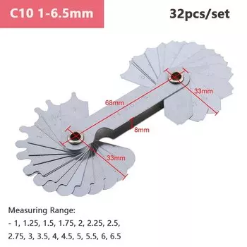 16-34 шт./компл. измеритель радиуса из нержавеющей стали, винт с резьбой, шаг резки, набор инструментов, образец R, промышленный измерительный инструмент