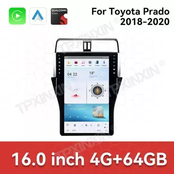 16-дюймовый автомобильный радиоприемник для Toyota Land Cruiser Prado 150 2018-2020, Android 13 Tesla Style, стерео центральный мультимедийный плеер, головное устройство
