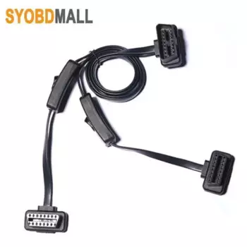16-контактный удлинитель OBD с переключателем, ультратонкий локоть с лапшой, автомобильный разъем OBD2, 2 удлинительных кабеля «мама-папа», плоский провод