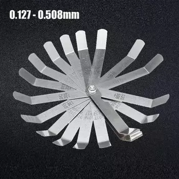 16-лезвийный щуп, метрический 0,127-0,508 мм, измерительный инструмент для заполнения зазоров из нержавеющей стали для регулировки клапана двигателя