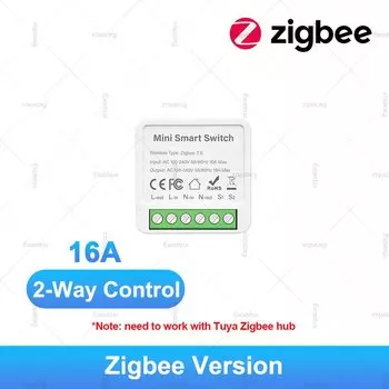 16A Tuya Zigbee 3.0 Mini Smart DIY Switch 2-стороннее управление Реле умного дома Автоматизация выключателя работает с Alexa Amazon Google Home