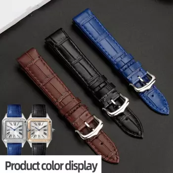 17,5 мм синий, черный, коричневый кожаный ремешок для часов для часов Santos-Dumont, ремешок для женского браслета