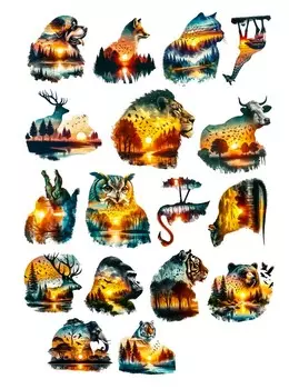 17 шт., кавайные акварельные наклейки BLINGIRD с дикой природой