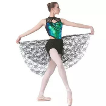 18006 Новый зеленый топ с блестками и черным кружевом, лирический танцевальный костюм, женский балетный костюм, танцевальное платье, танцевальные костюмы для девочек