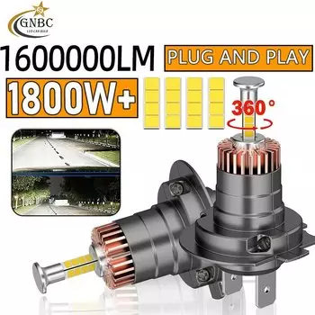 1800 Вт 360 H7 Светодиодные автомобильные фары Canbus Светодиодные лампы для автомобиля 9084 CSP Chip Turbo LED H7 1:1 Мини-фара дальнего ближнего света 6000K