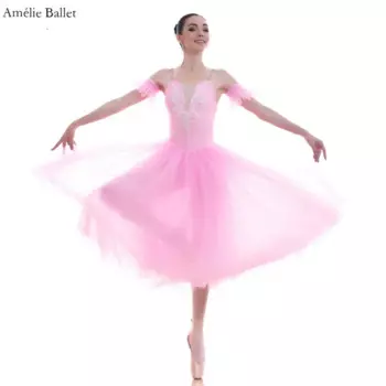 18565 розовая/белая/небесно-голубая балетная пачка, камзол, романтическая длинная пачка для девочек и женщин, сценический балетный костюм, танцевальная пачка