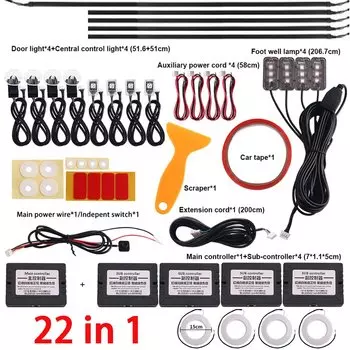 18 в 1, автомобильная декоративная лампа, 64 цвета