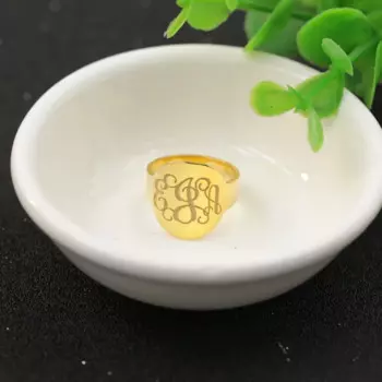 18k позолоченные монограммные кольца с 3 инопланетными именами, Серебряное индивидуальное обручальное кольцо для мужчин