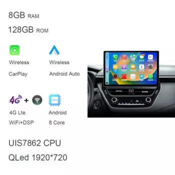 1920*720 Carplay 13,1 "Android 13.0 8 ГБ + 256 ГБ Автомагнитола GPS WIFI мультимедиа для Toyota Corolla 2019-2022 RAV4 RAV 4 2020 2023