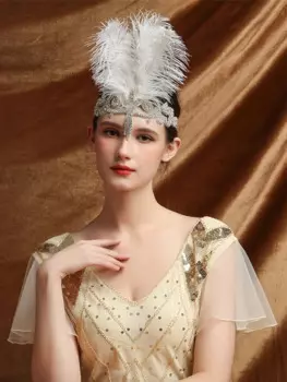 1920s Headpiece Flapper Headband Rhinestone Feather Great Gatsby Headpiece Hair Accessories for Women