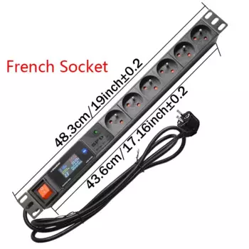 19-дюймовая стойка для шкафа PDU, удлинитель ЕС/США/Великобритании C13/универсальная розетка, цифровой вольтметр, амперметр, ваттметр, переключатель