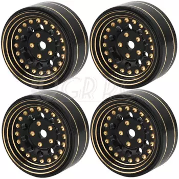 1.0" Black Coating Brass 1:24 Beadlock Wheels Hub Rims for 1/24 Axial SCX24 C10 AX24 1/18 TRX4m RC Crawler Car Upgrade Parts