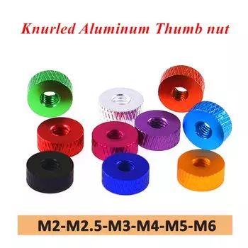 1-10 шт. алюминиевая гайка с накаткой M2 M2.5 M3 M3.5 M4 M5 M6 с круглым сквозным отверстием, затянутая вручную гайка, анодированная материнская плата ПК, сделай сам