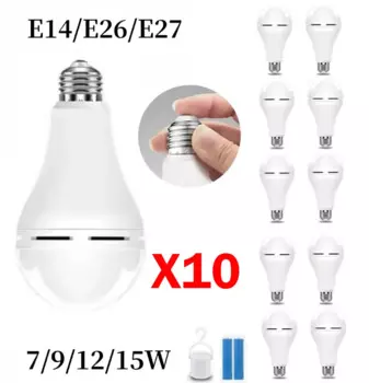 1-10pcs Cold White LED Lamp E27 LED Bulb 7W 9W 12W 15W Battery Lighting Lamp AC90-265V Intelligent Light Energy Saving Hot Sale